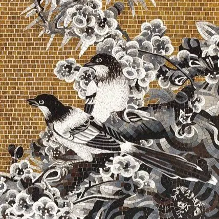 Green mosaic covering a bathroom, completing an elegant design.