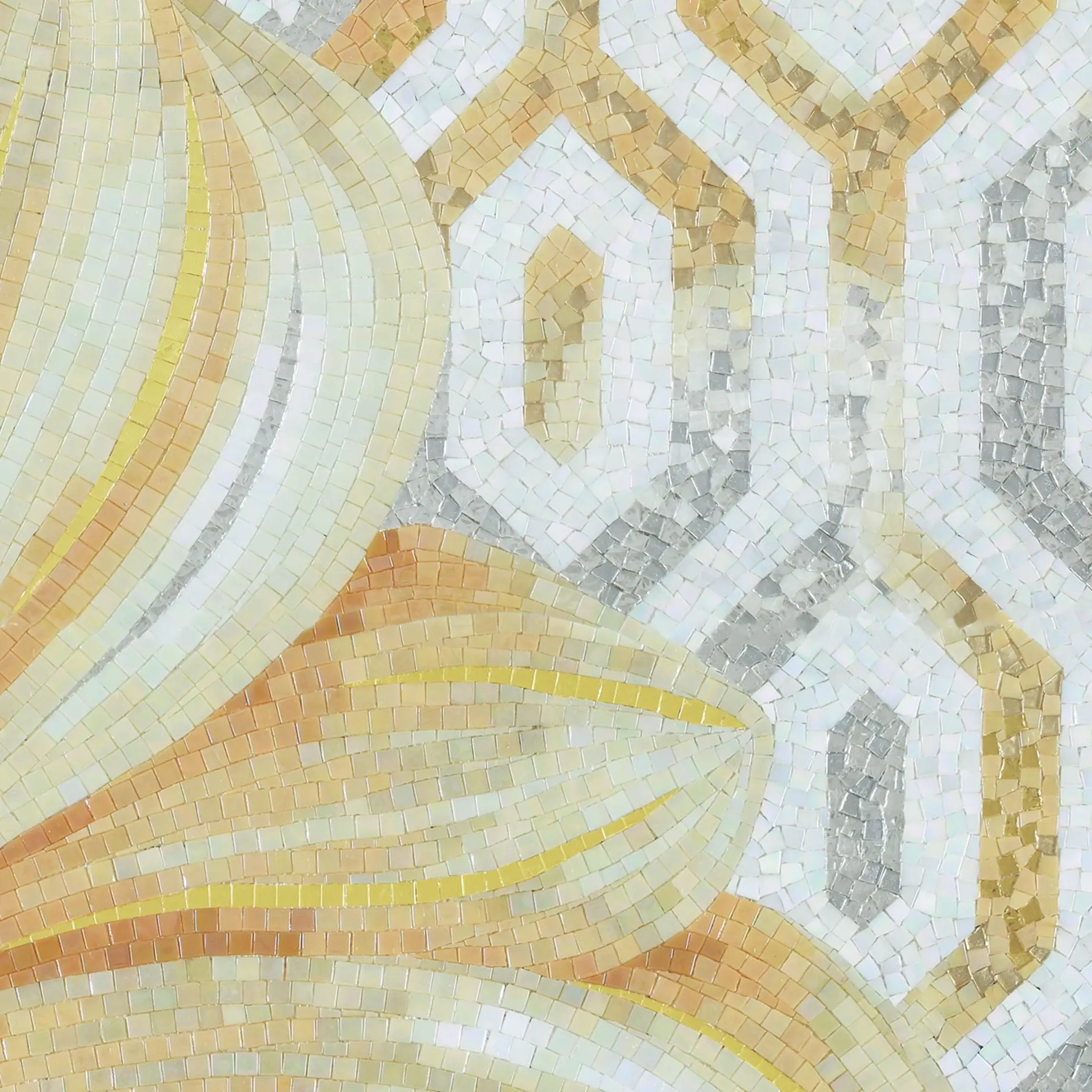 Green mosaic covering a bathroom, completing an elegant design.