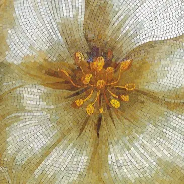 Green mosaic covering a bathroom, completing an elegant design.